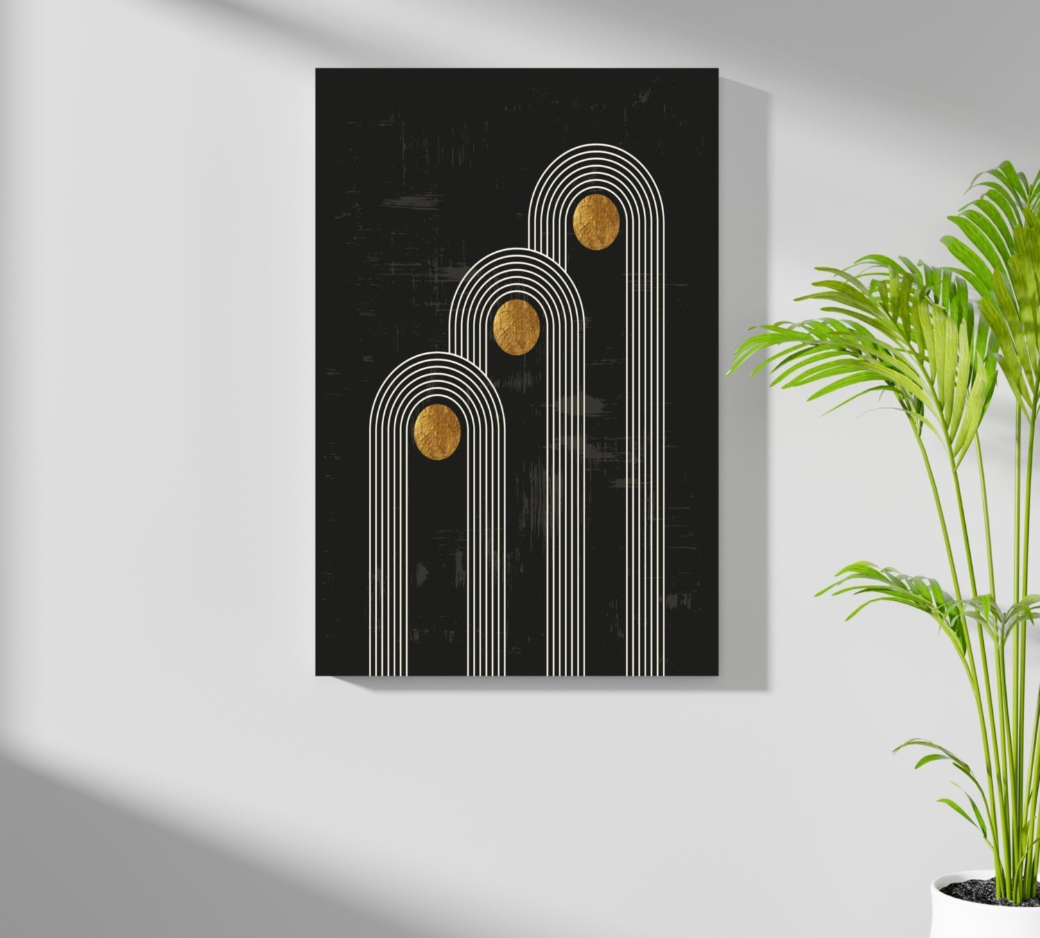 Abstract Line Art Dots and Lines Aluminum Print