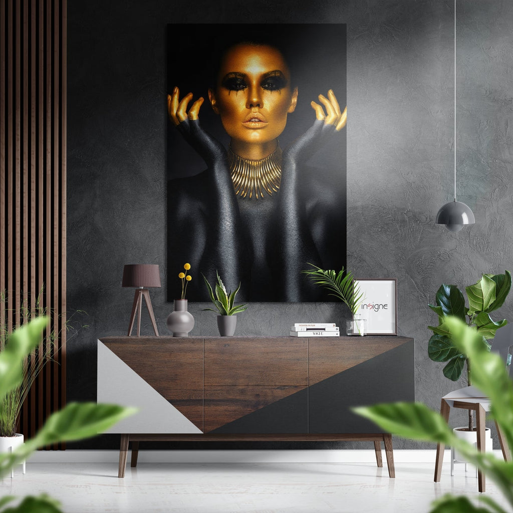 Golden Woman Brushed Aluminium Dibond Wall Art