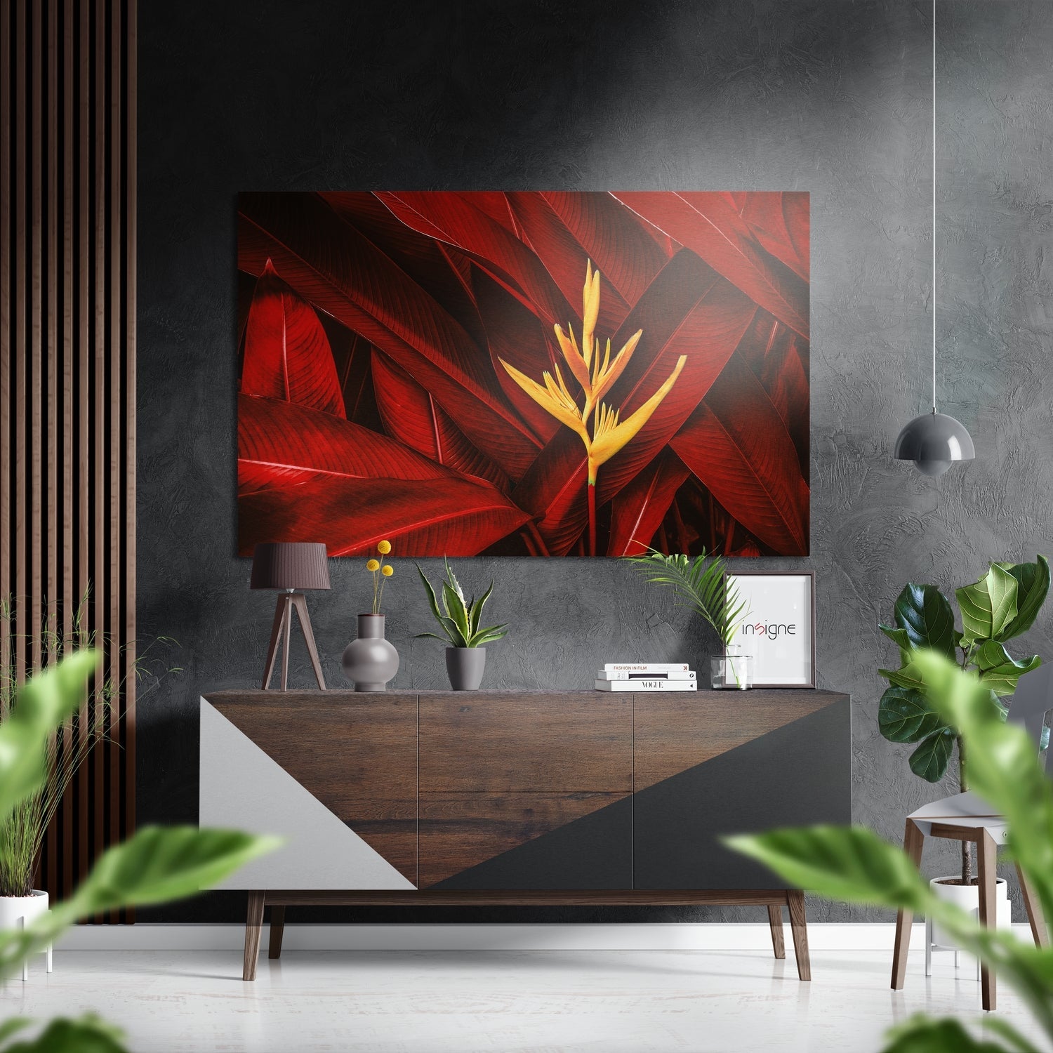 Leaves Brushed Aluminium Dibond Wall Art