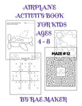 Airplane Activity Book for Kids Ages 4 - 8 - Paperback