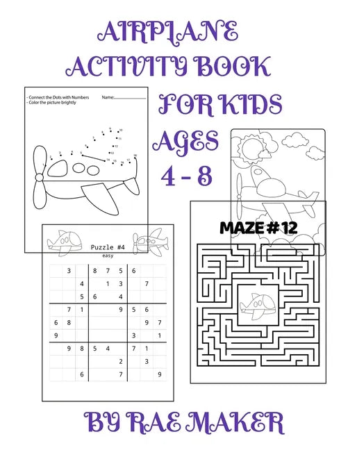 Airplane Activity Book for Kids Ages 4 - 8 - Paperback