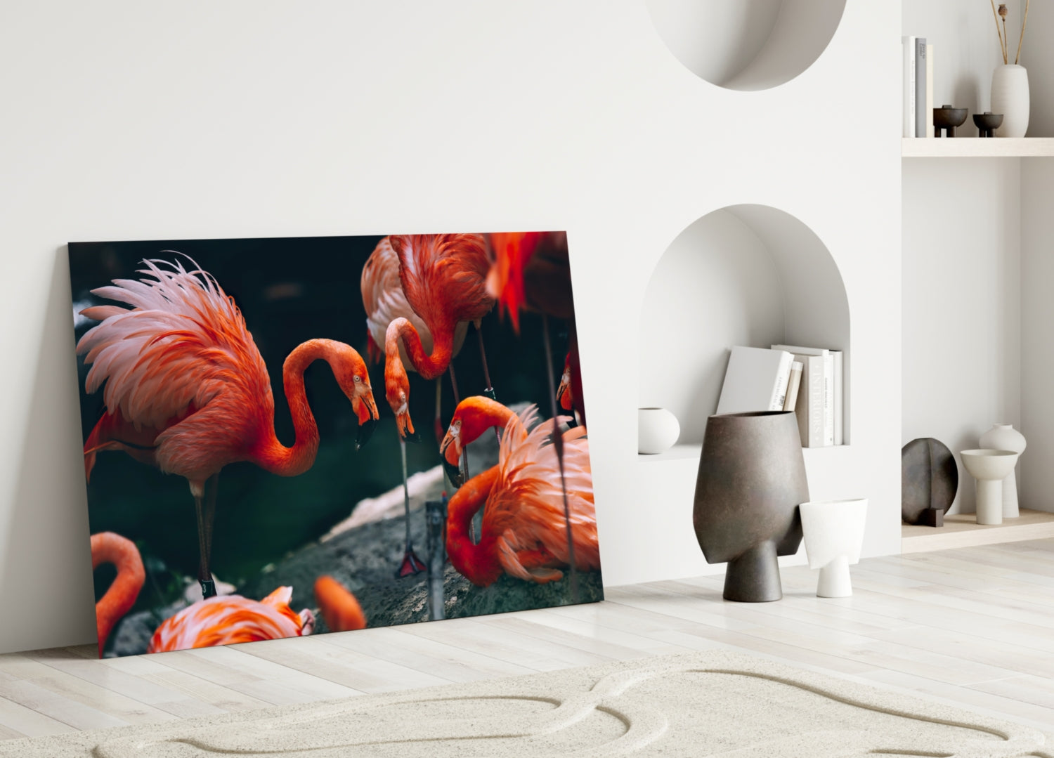 Flamingos Glass Wall Art