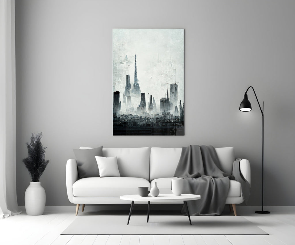 Old City Silhouette Glass Art  || Designer Collection