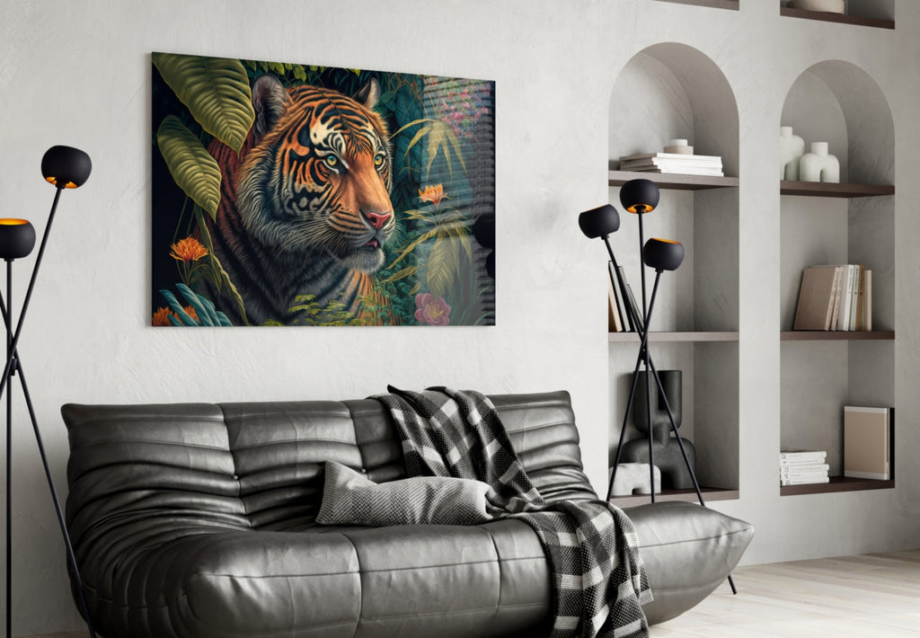 Trap Behind Flowers Glass Wall Art  || Designers Collection
