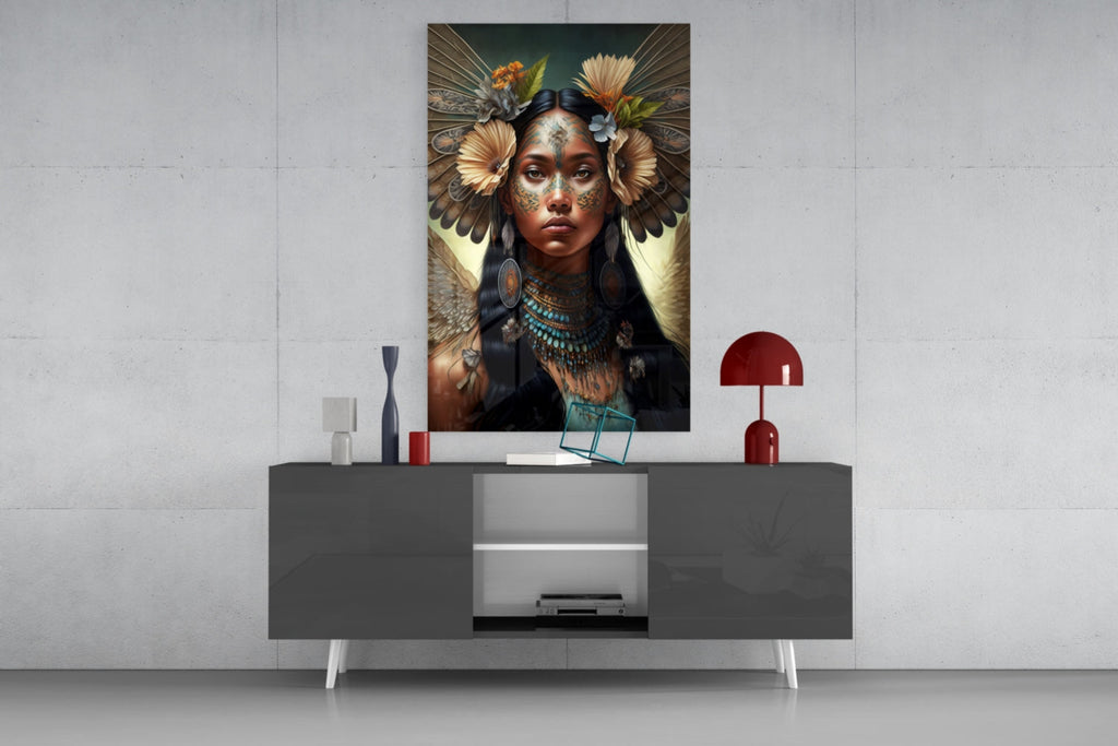 Princess of Flowers Glass Wall Art  || Designer Collection