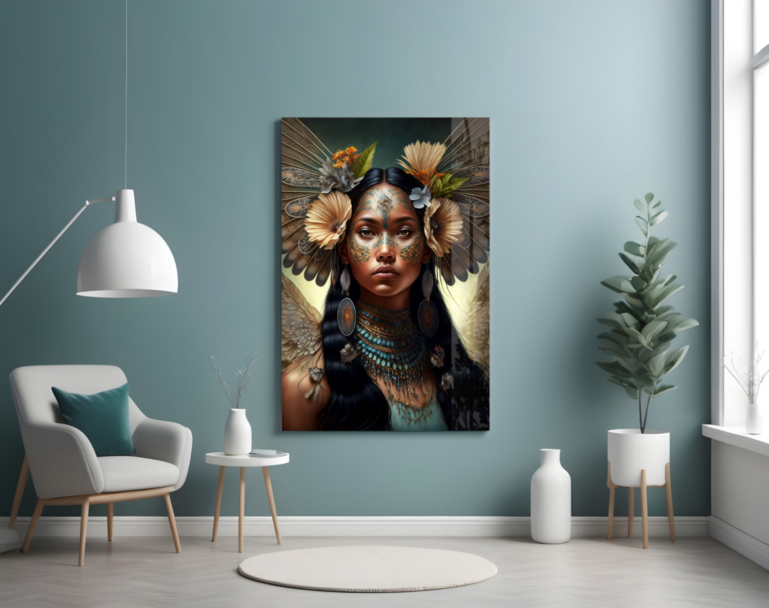 Princess of Flowers Glass Wall Art  || Designer Collection
