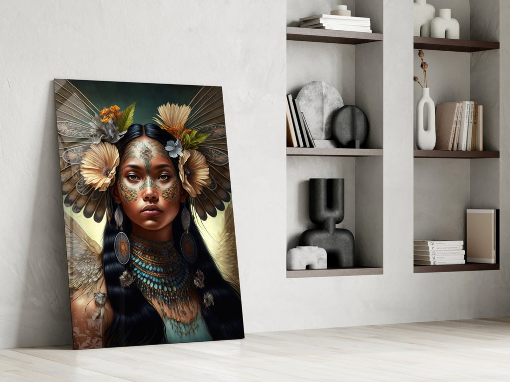 Princess of Flowers Glass Wall Art  || Designer Collection