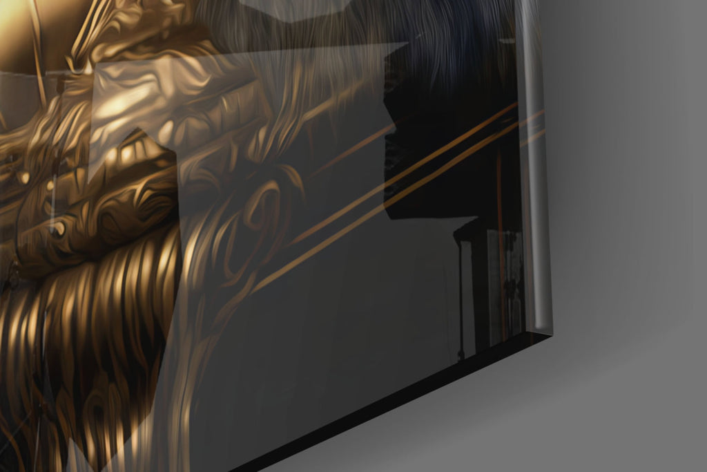 Ape King in Throne Glass Wall Art  || Designer Collection