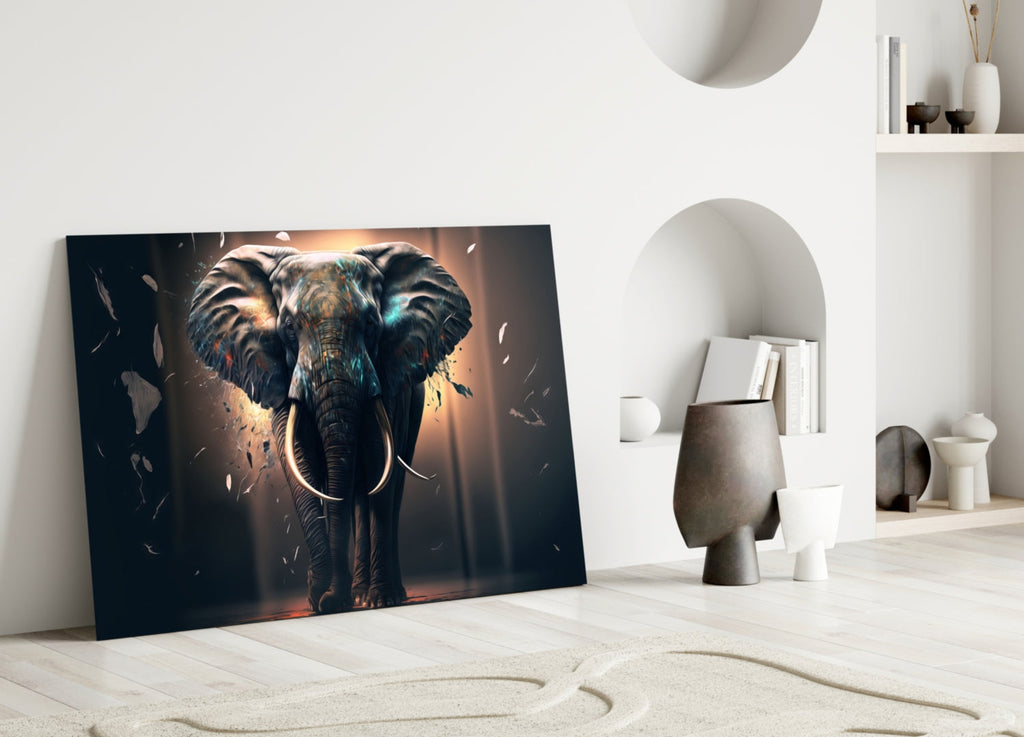Glory of an Elephant Glass Wall Art  || Designer Collection