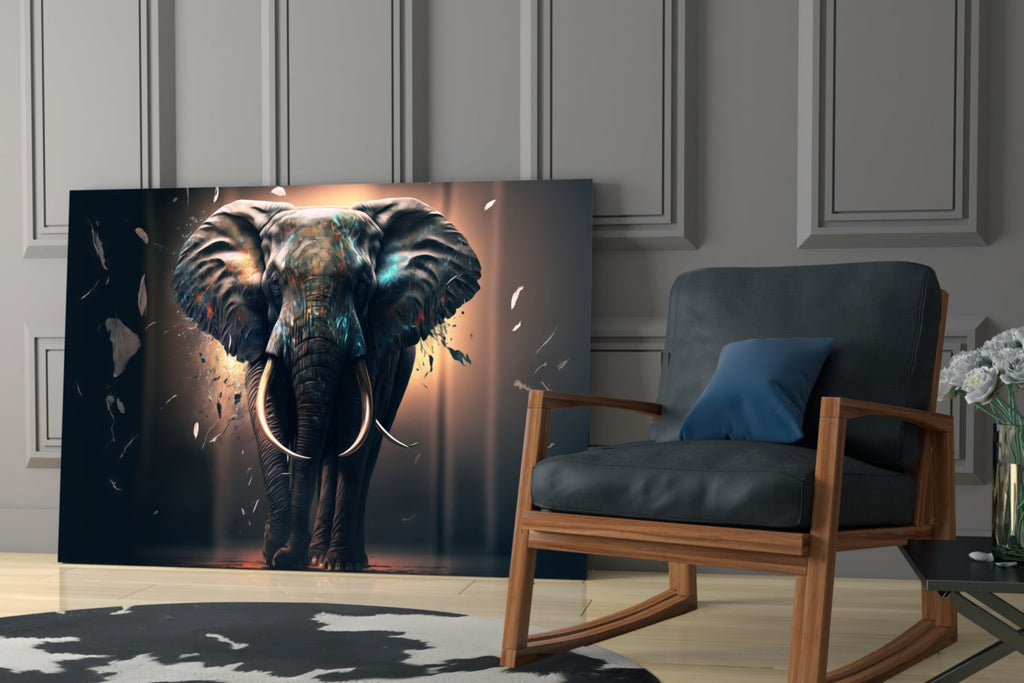 Glory of an Elephant Glass Wall Art  || Designer Collection