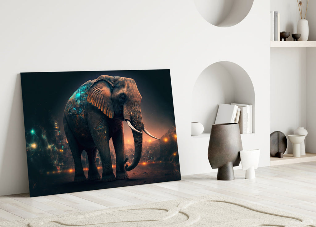 Glory of an Elephant Glass Wall Art  || Designer Collection