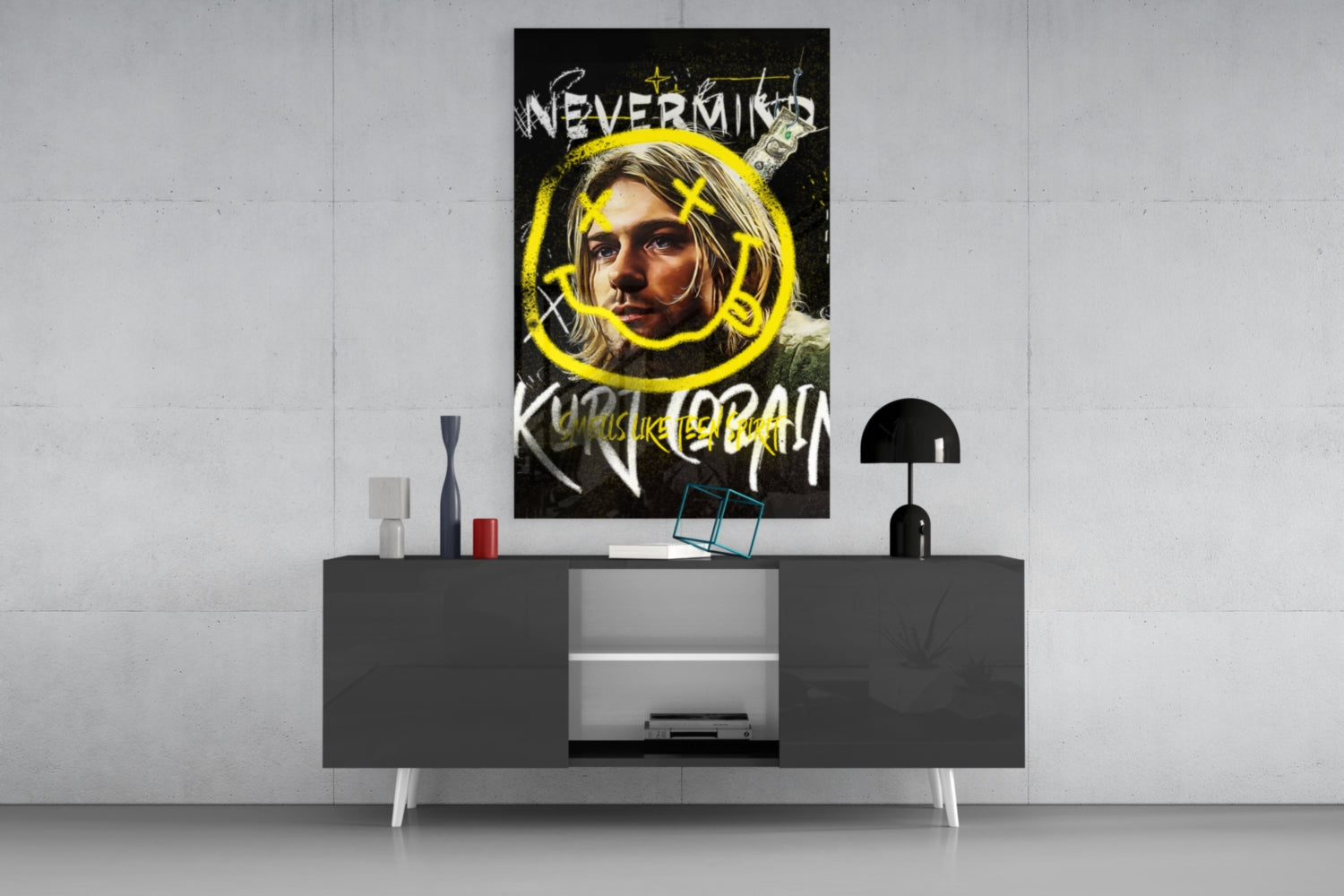 Kurt Cobain Glass Wall Art || Designer Collection
