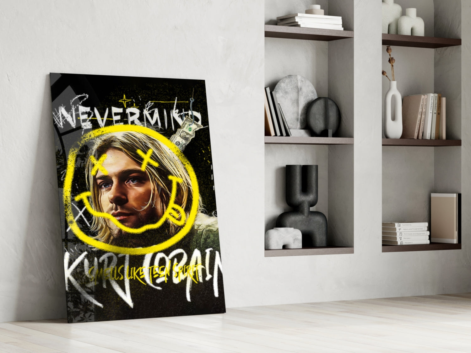 Kurt Cobain Glass Wall Art || Designer Collection