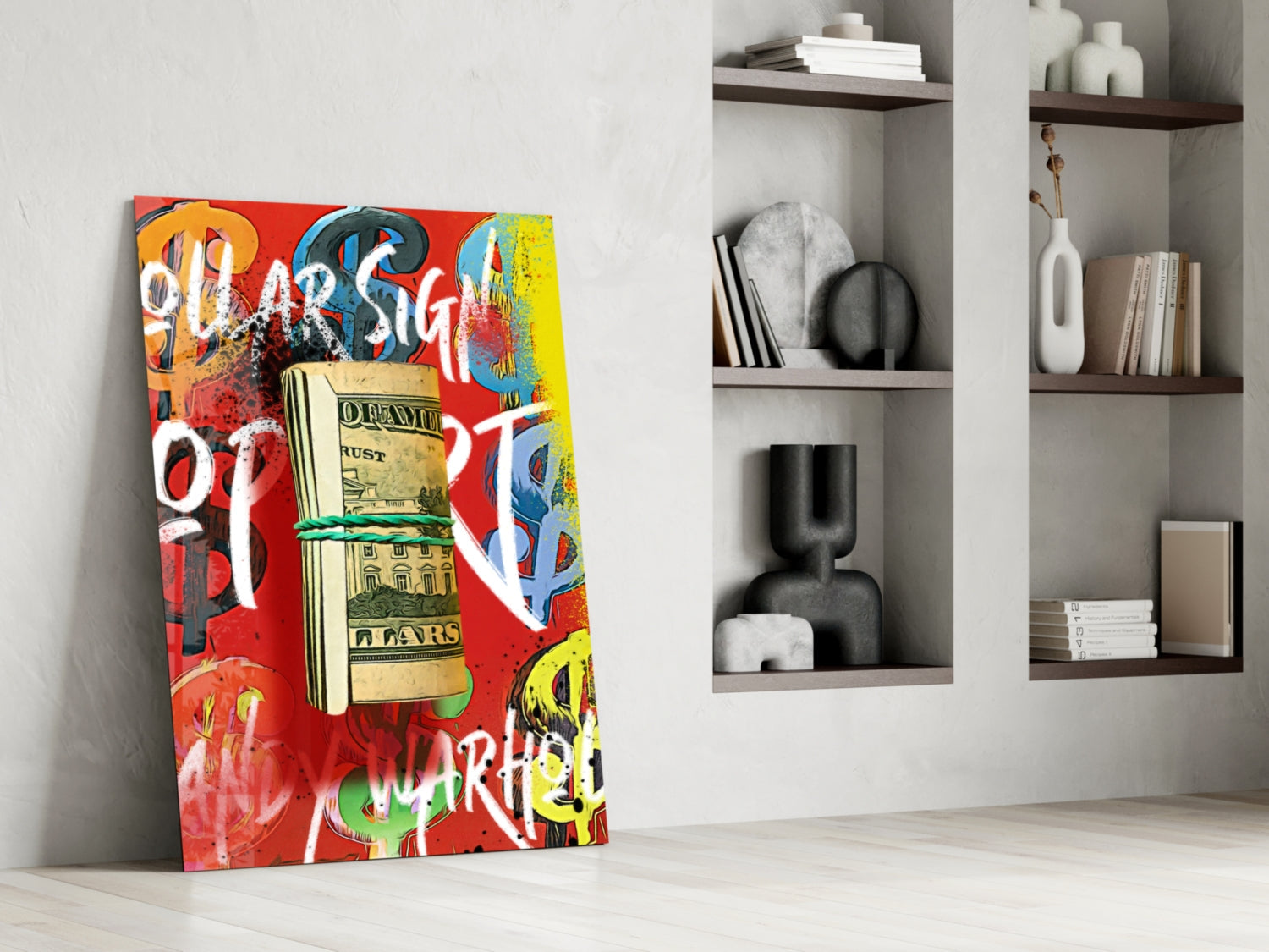 Andy Warhol and Bankroll Glass Wall Art || Designer Collection