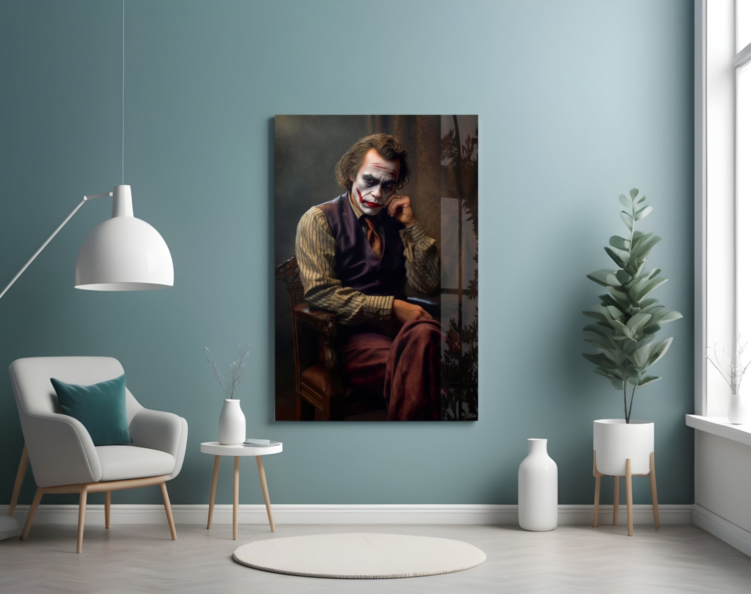 Joker the Thinker Glass Wall Art || Designer Collection