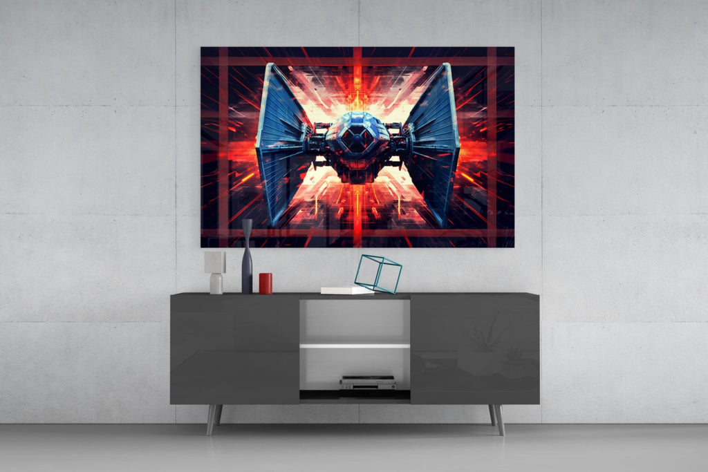 Tie Fighter Glass Wall Art || Designer Collection