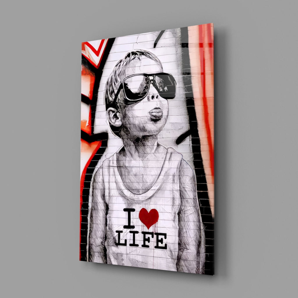I Love Life Glass Wall Art || Designer Collection