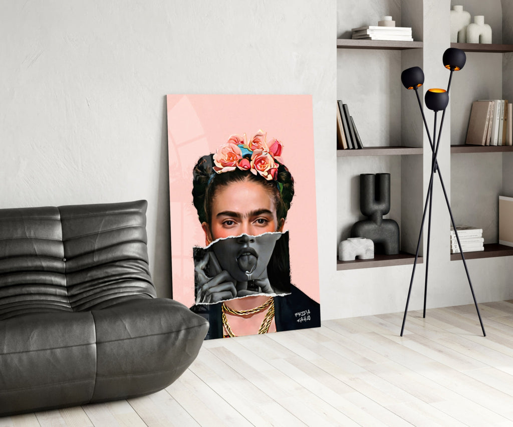 Contemporary Kahlo Glass Wall Art || Designer Collection