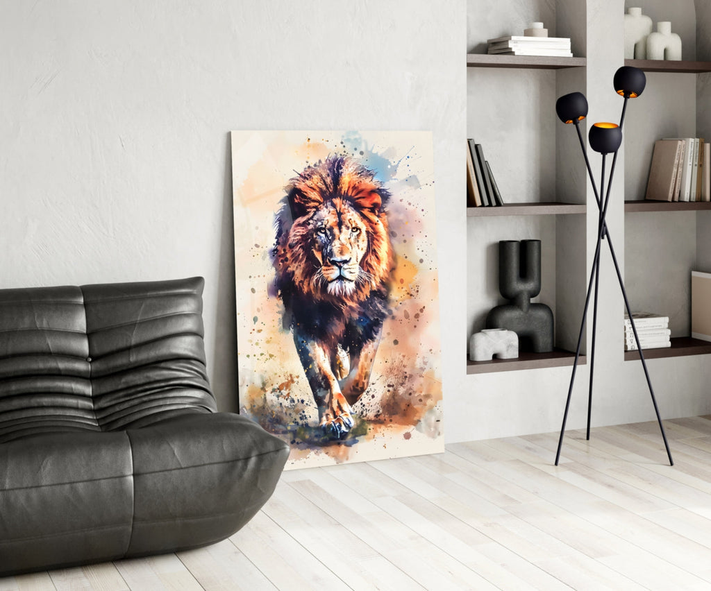 Lion Glass Wall Art || Designer Collection
