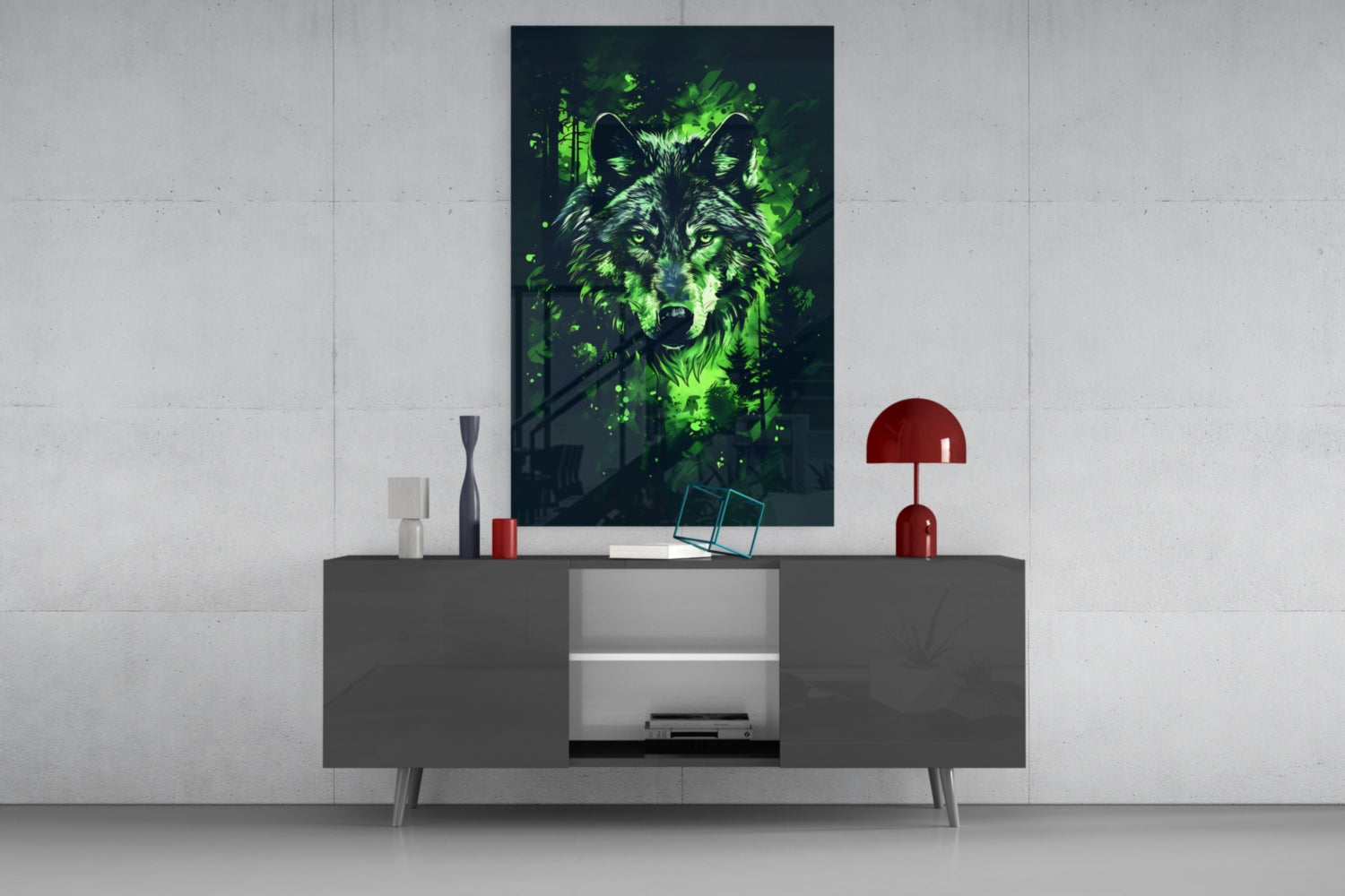 Wolf Glass Wall Art || Designer Collection