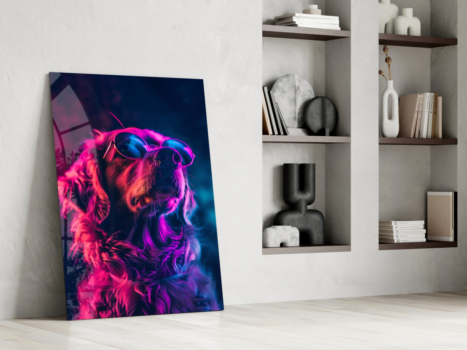 Dog with Glasses Glass Wall Art || Designer Collection