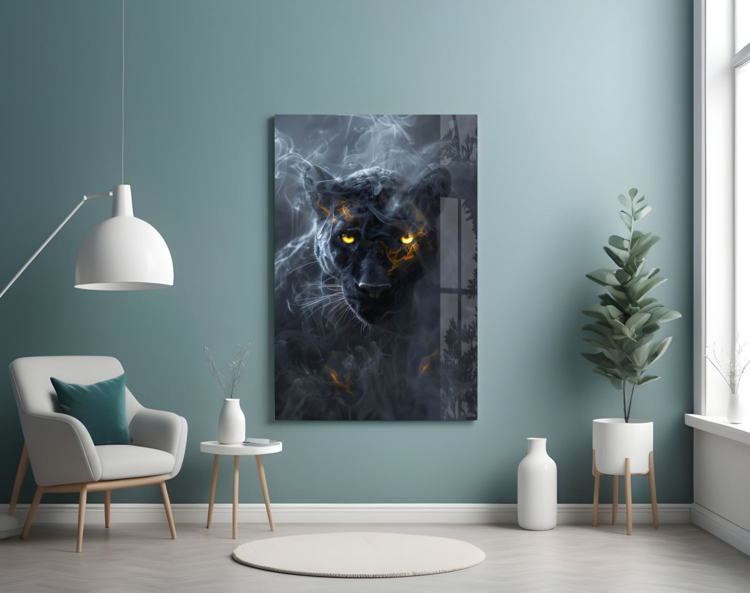 Black Panther Glass Wall Art || Designer Collection