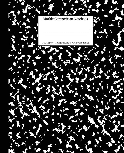 Marble Composition Notebook College Ruled: Black Marble Notebooks, School Supplies, Notebooks for School - Paperback