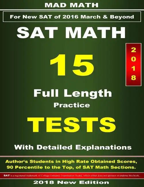 2018 New SAT Math 15 Tests - Paperback