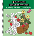 Brain Games - Color by Number - Large Print: Garden - Spiral