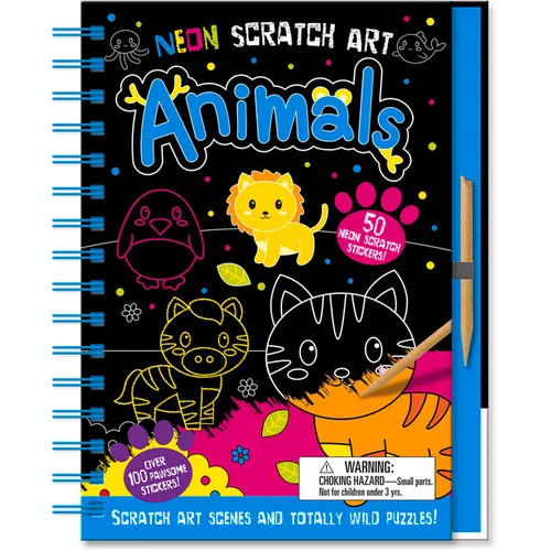 Neon Scratch Art Animals - Hardcover