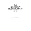 Early Kentucky Householders, 1787-1811 - Paperback