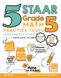 5 STAAR Grade 5 Math Practice Tests: Extra Practice to Help Achieve an Excellent Score - Paperback