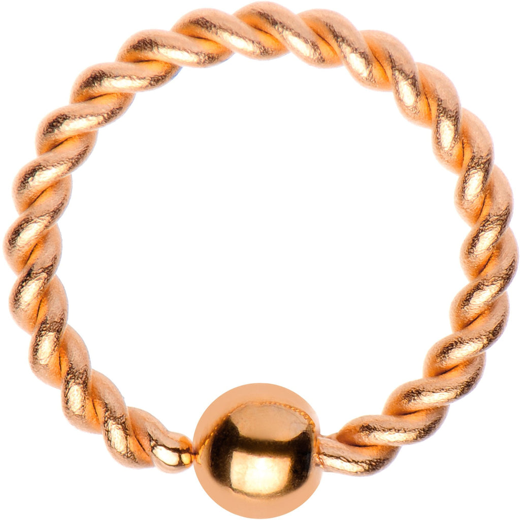 16G 5/16" Rose Gold Tone IP So Twisted Captive Style Seamless Ring