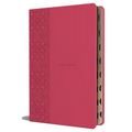 KJV Holy Bible, Large Print Medium Format, Fuchsia Faux Leather W/Ribbon Marker, Red Letter, Thumb Index - Bonded Leather
