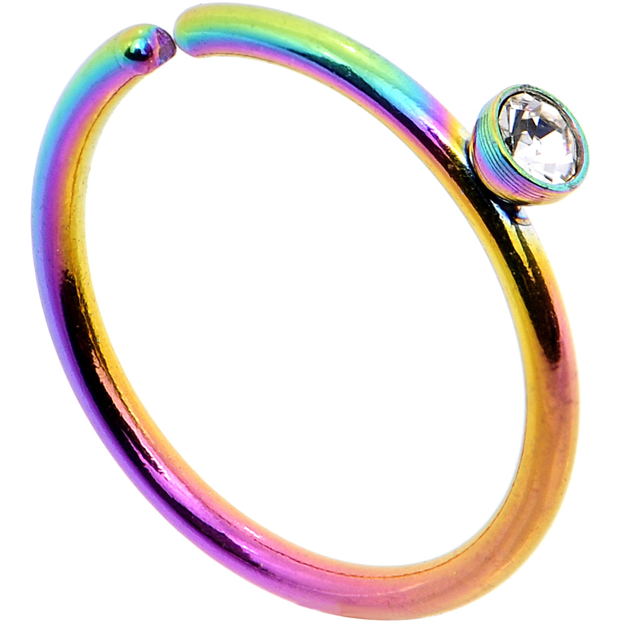 20G 5/16 Clear Gem Rainbow IP Seamless Circular Ring