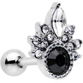 16G 1/4 Clear Black Gem Cocktail Party Tragus Cartilage Earring