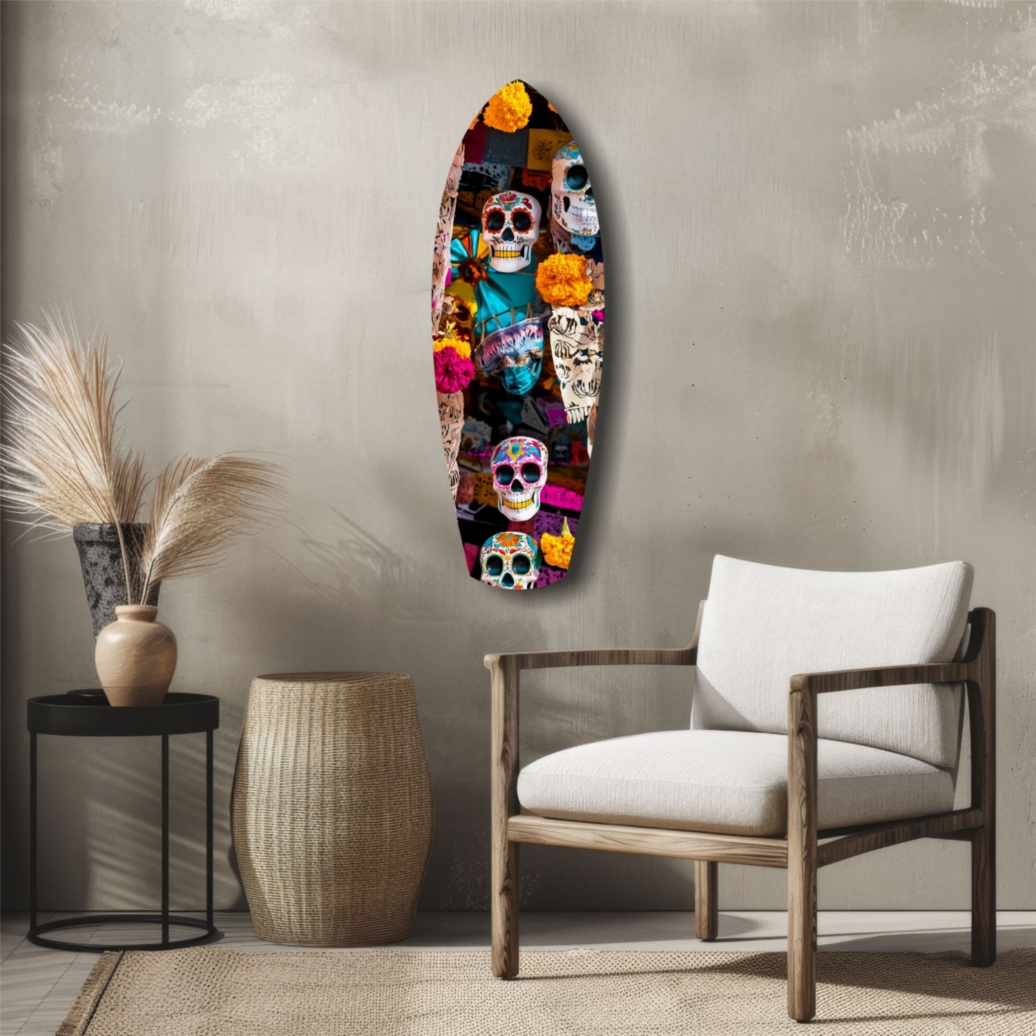Colorful Skulls Glass Wall Art