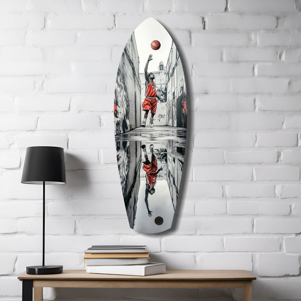 Street Basketball Glass Wall Art