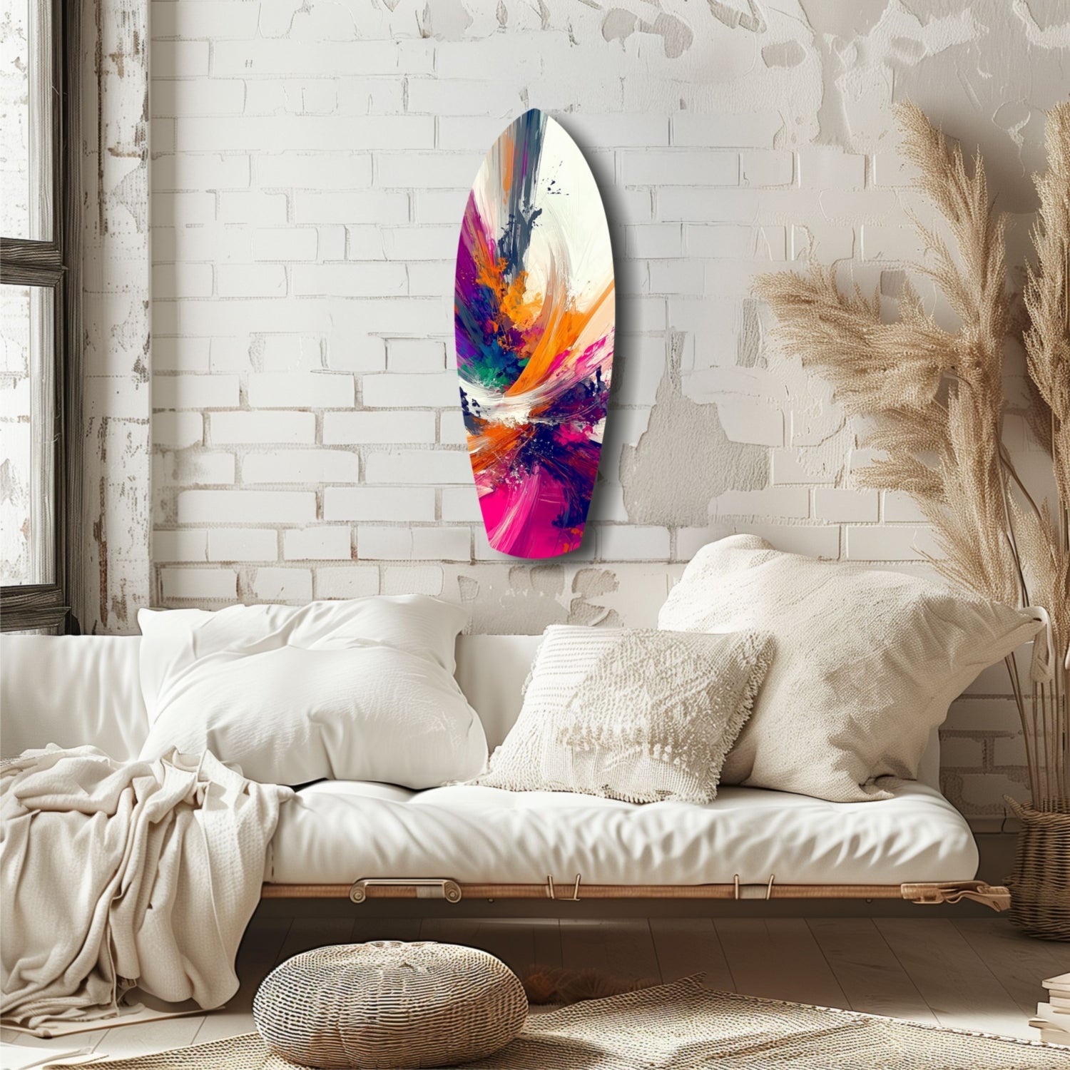 Abstract Paint Brushes Glass Wall Art
