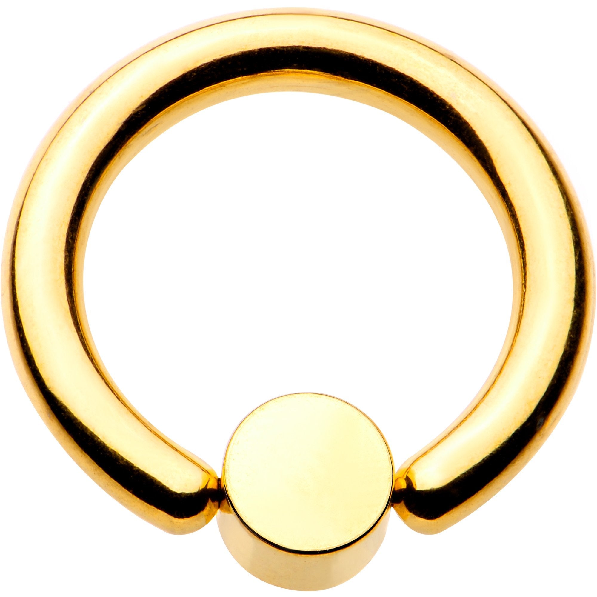 10G 1/2 Clear Gem 5mm Disc Gold IP BCR Captive Ring