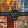 Wood Grain Collage Paper for Scrapbooking Photo Art: Wood Print Flat Lay Shiplap Style Decorative Paper for Crafts - Paperback