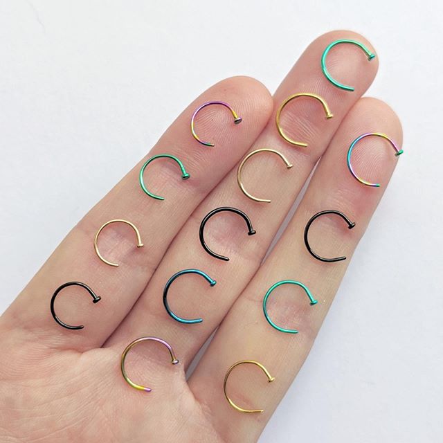 20G 5/16 Blue Anodized Titanium Nose Hoop