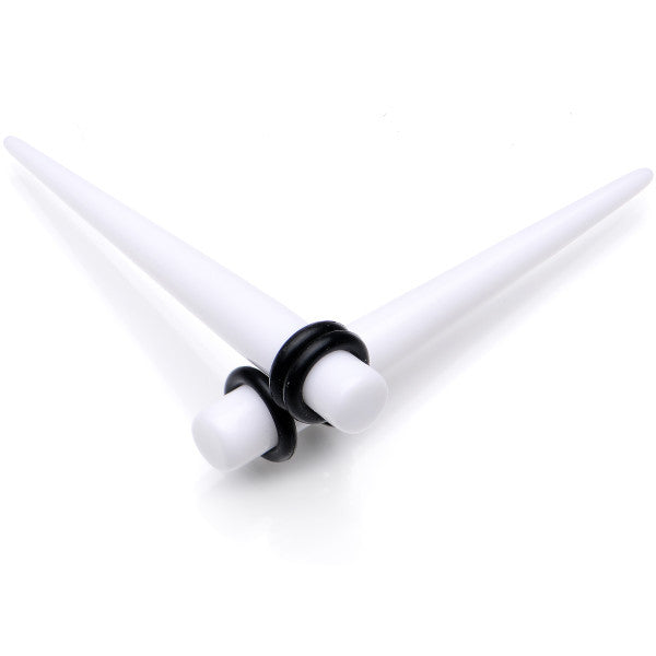 14 to 00G 18 Piece White Acrylic Ear Stretching Taper Kit Set