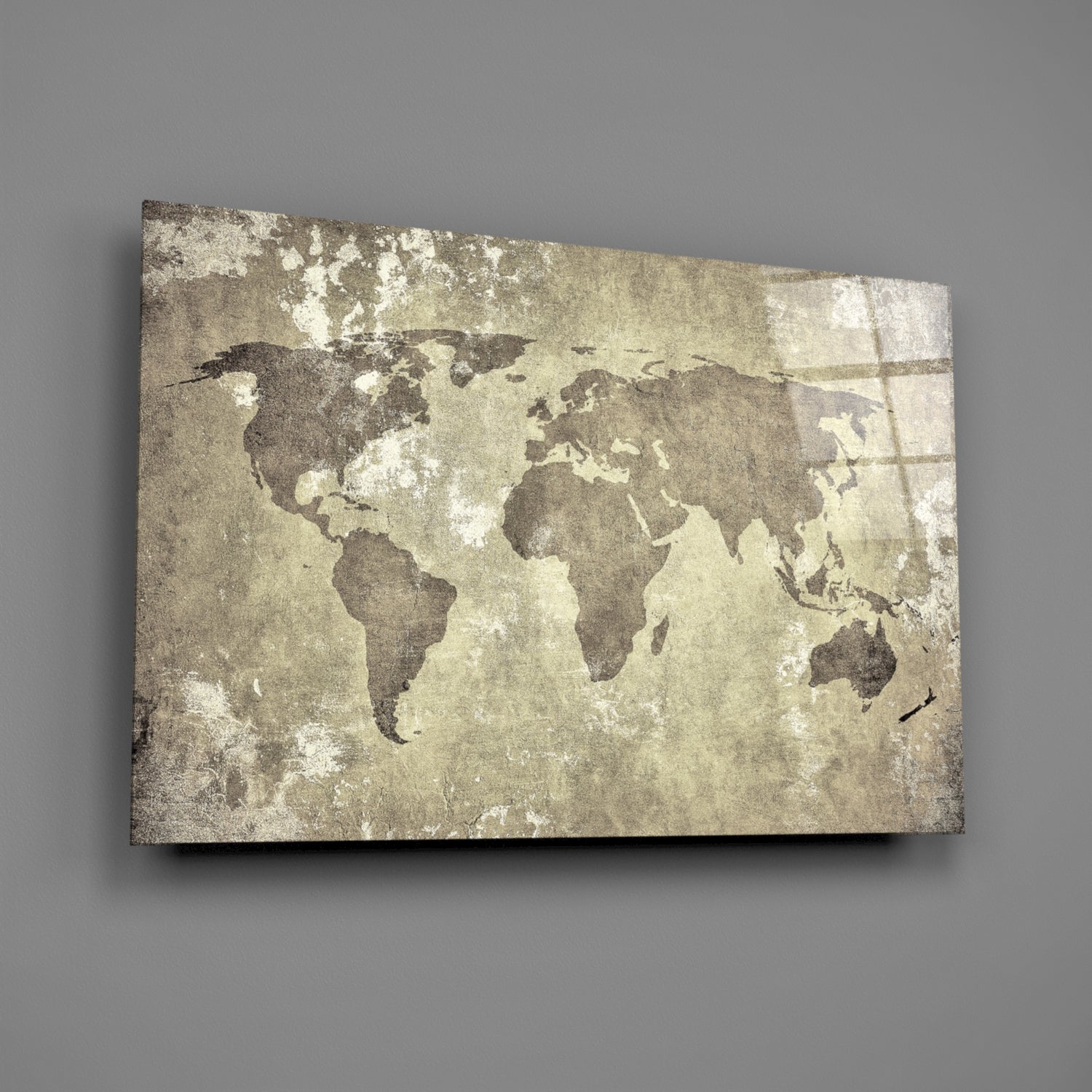 World Map Glass Wall Art