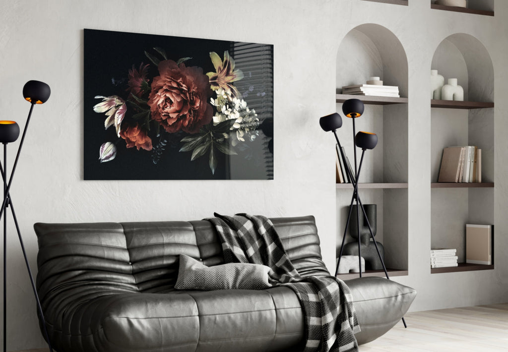 Floral Pattern Glass Wall Art