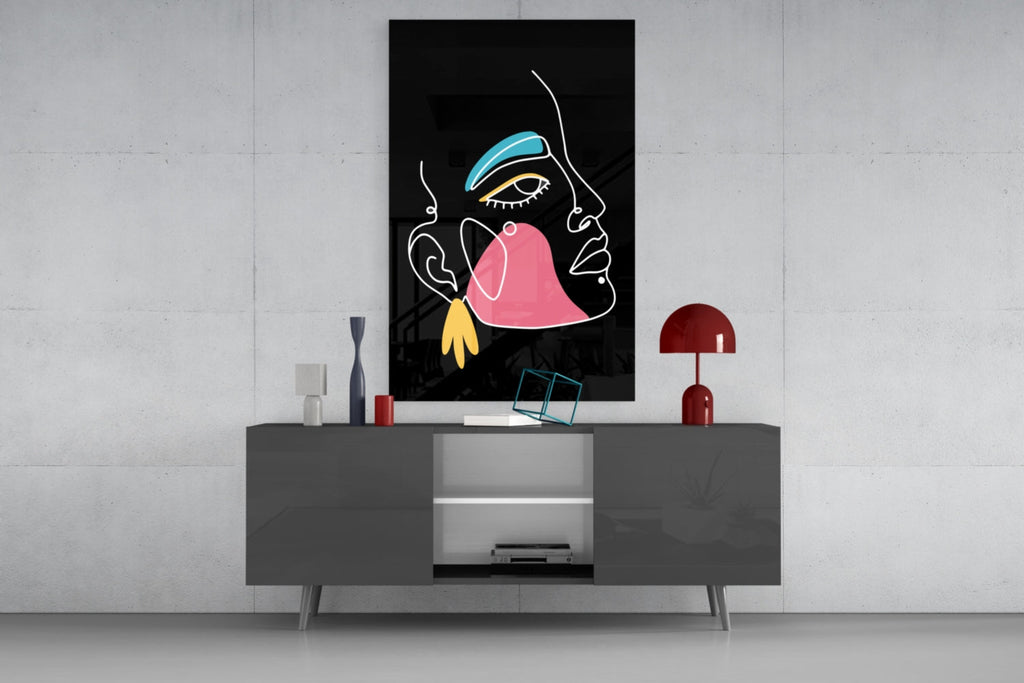 Abstract Colorful Portrait Glass Wall Art