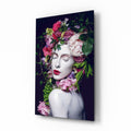 Flower and Woman Glass Wall Art