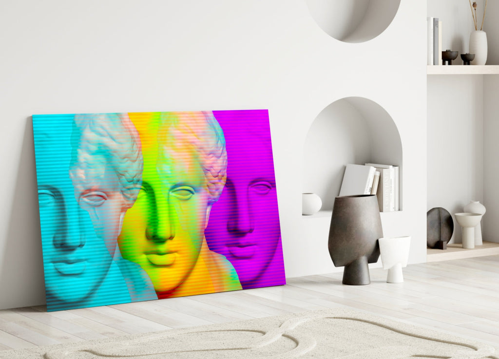 Colorful Statues Glass Wall Art