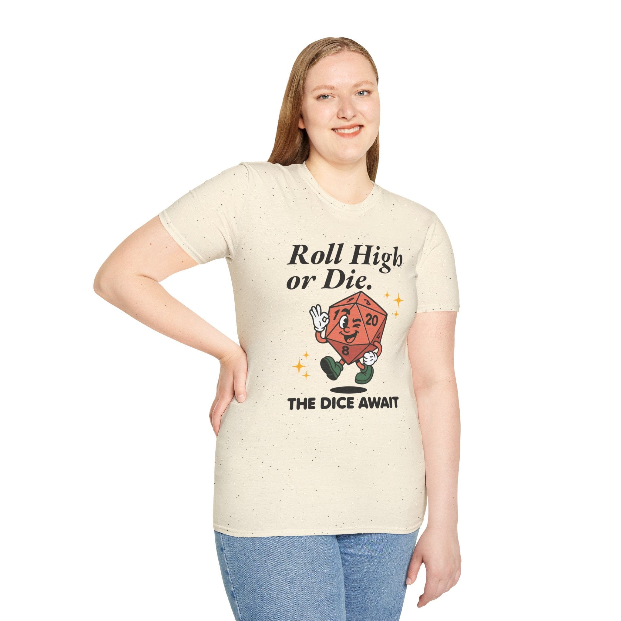 Roll High or Die Retro D&D T-shirt