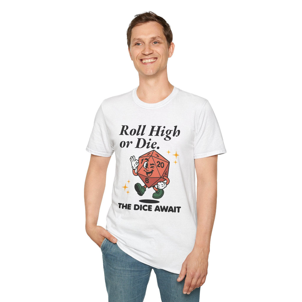 Roll High or Die Retro D&D T-shirt